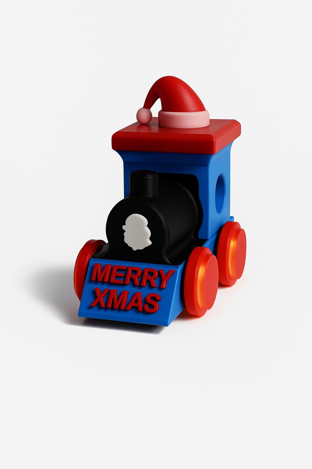 Christmas Train suitable for display and gentle play, Xmas Train. Father Christmas on his chair, Christmas Tree, Snow man, Santa, trees, Toy