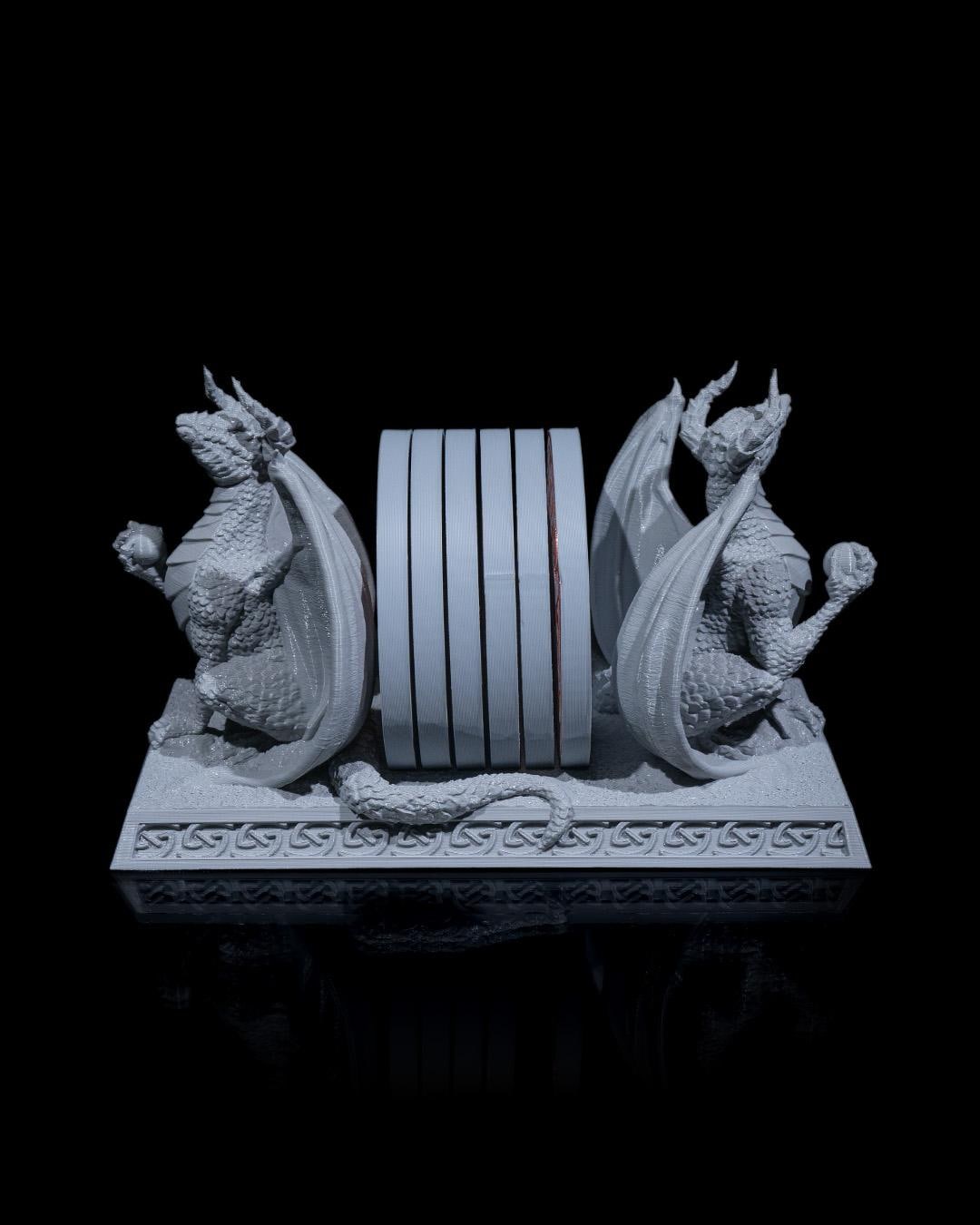 Dragon Drink Coasters complete with 2 dragons designed to hold them. Fun coasters for dungeon and dragons fans.