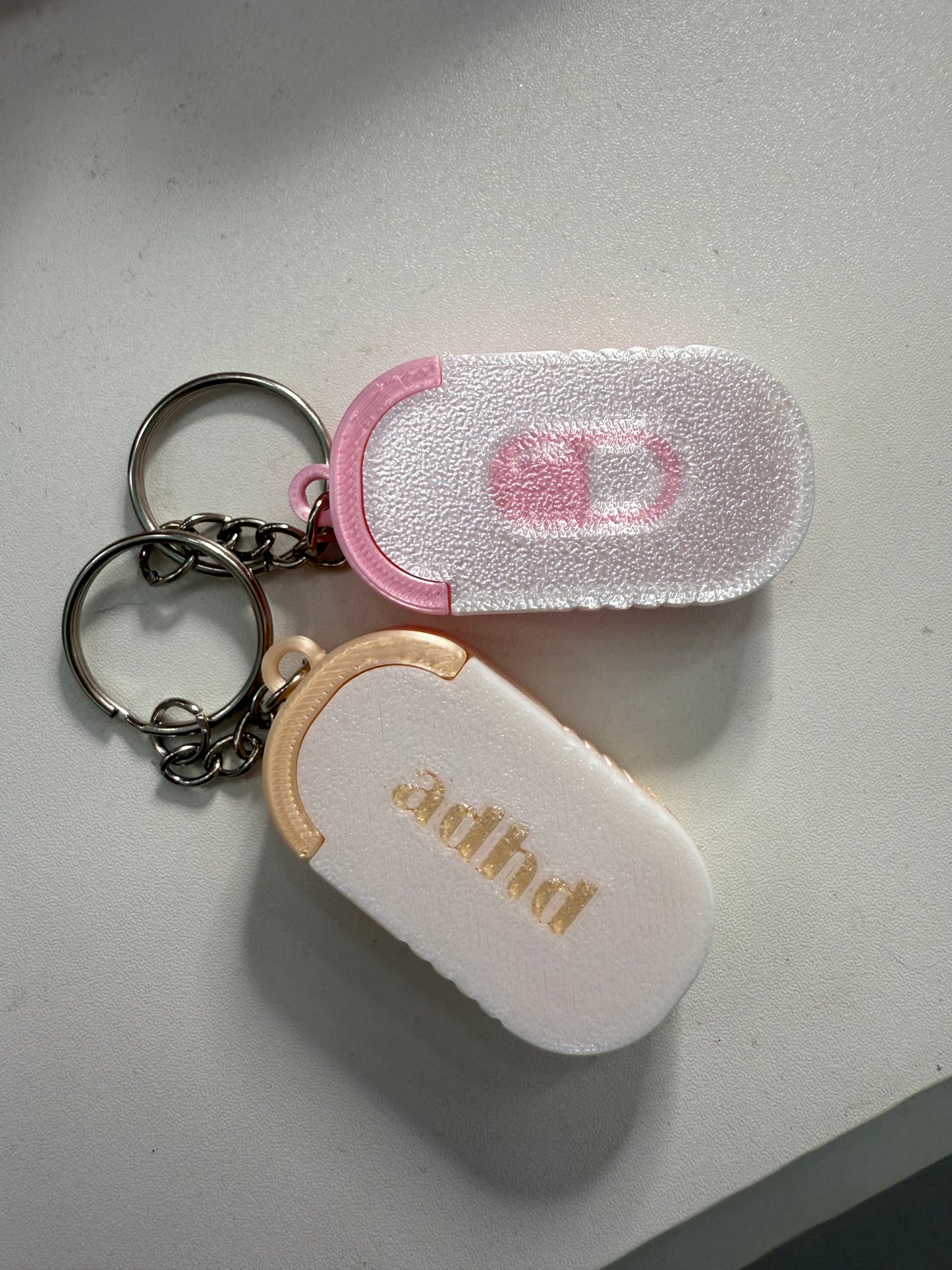 Pill box / containers for keyring. Portable medicine carrier