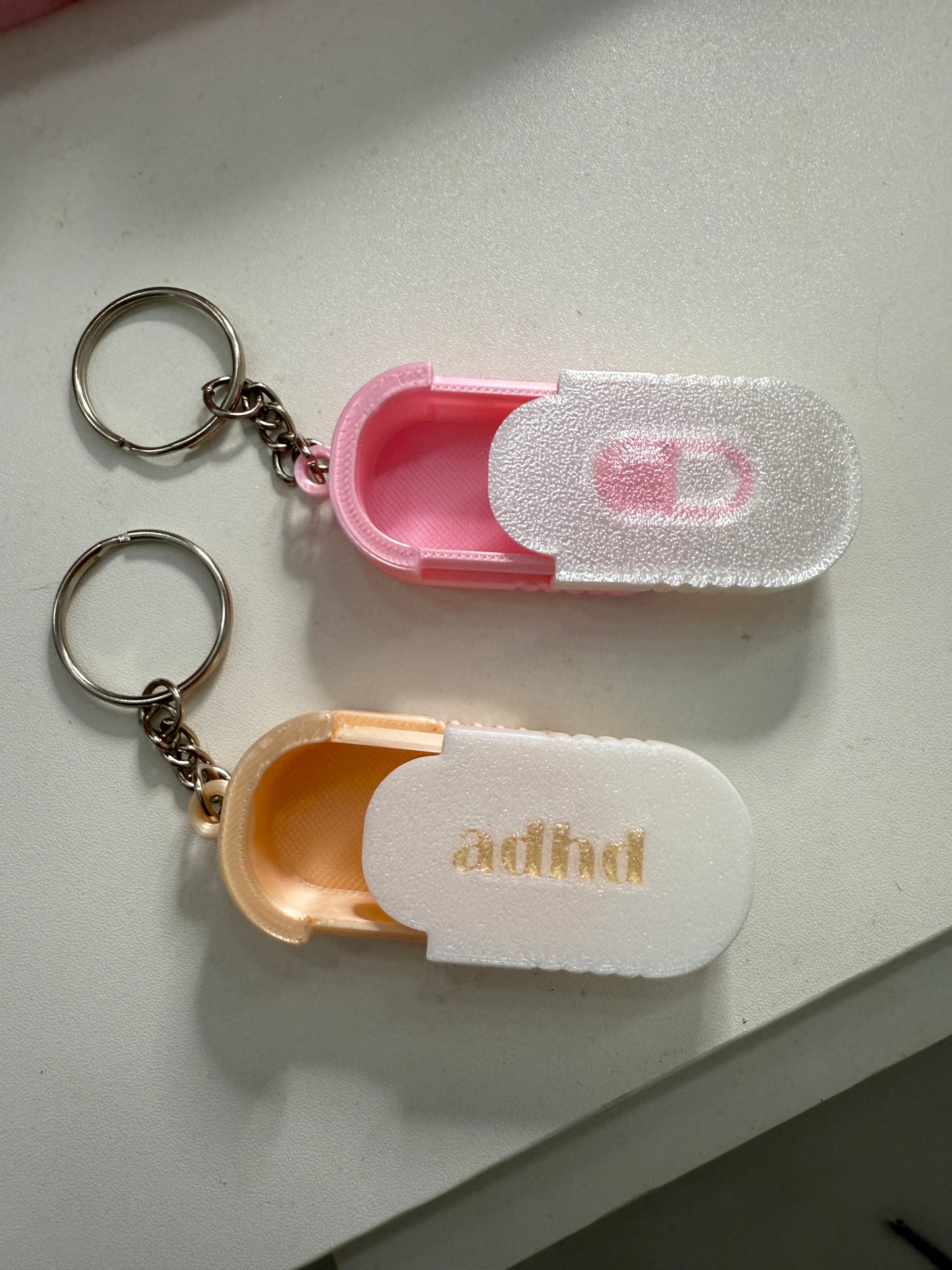 Pill box / containers for keyring. Portable medicine carrier