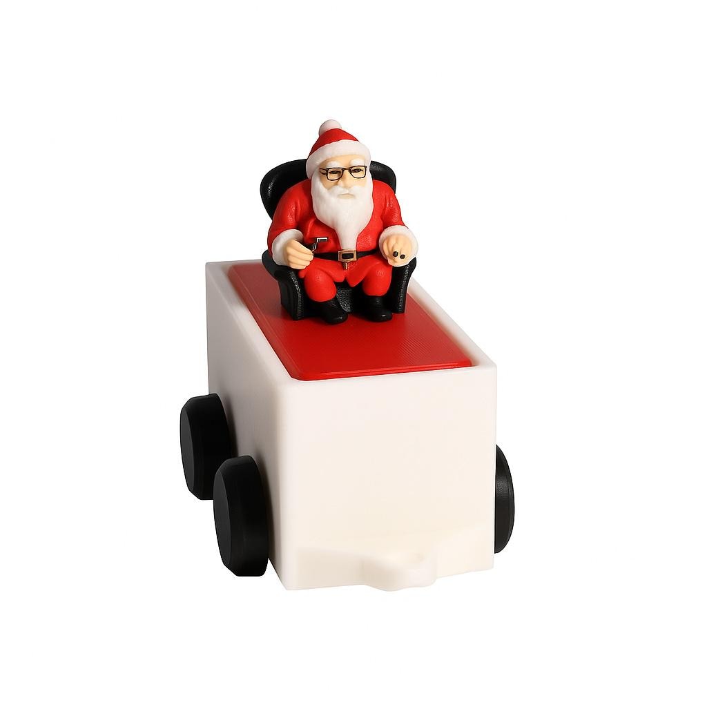 Christmas Train suitable for display and gentle play, Xmas Train. Father Christmas on his chair, Christmas Tree, Snow man, Santa, trees, Toy