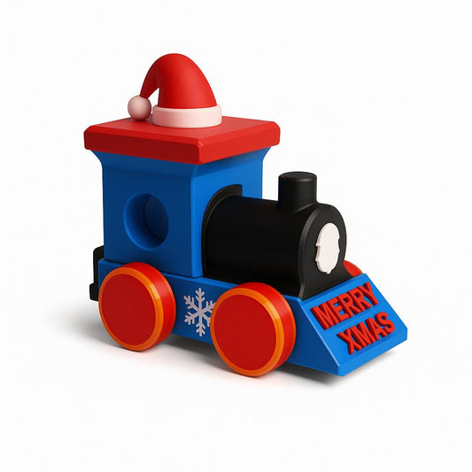 Christmas Train suitable for display and gentle play, Xmas Train. Father Christmas on his chair, Christmas Tree, Snow man, Santa, trees, Toy