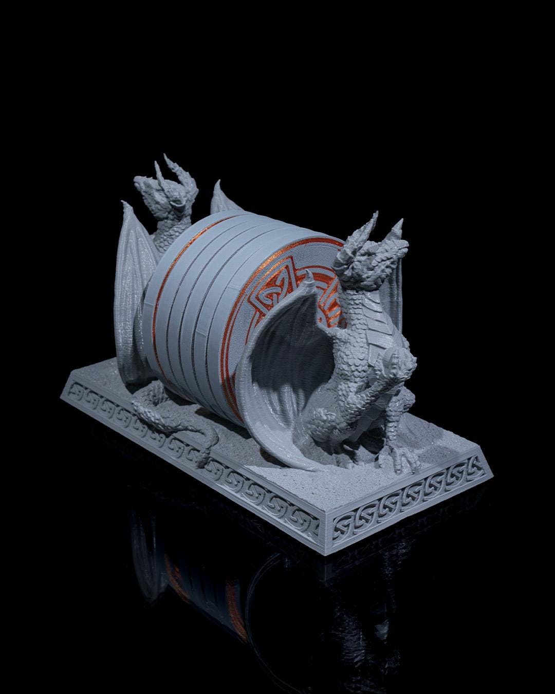Dragon Drink Coasters complete with 2 dragons designed to hold them. Fun coasters for dungeon and dragons fans.