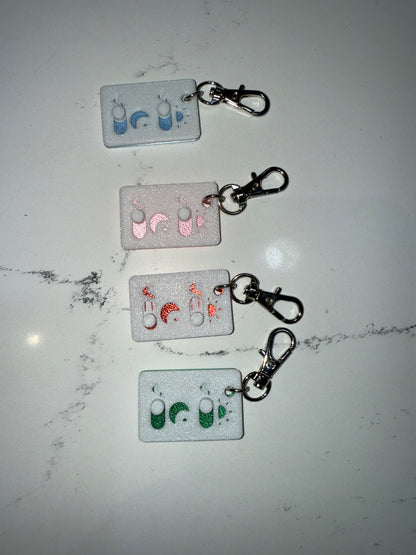Pill box / containers for keyring. Portable medicine carrier