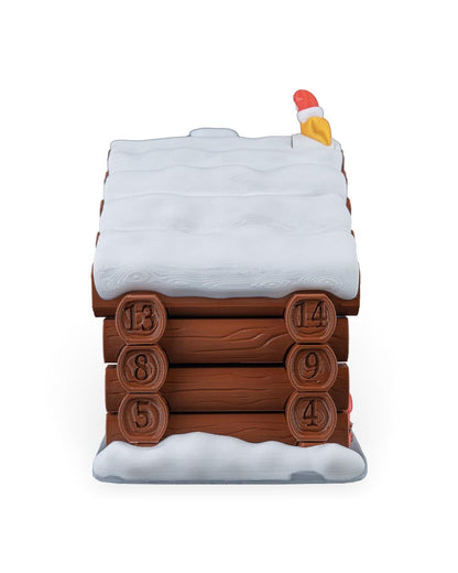 Santa's cabin advent calendar. Count down the days by building Santa's house. North Pole cabin